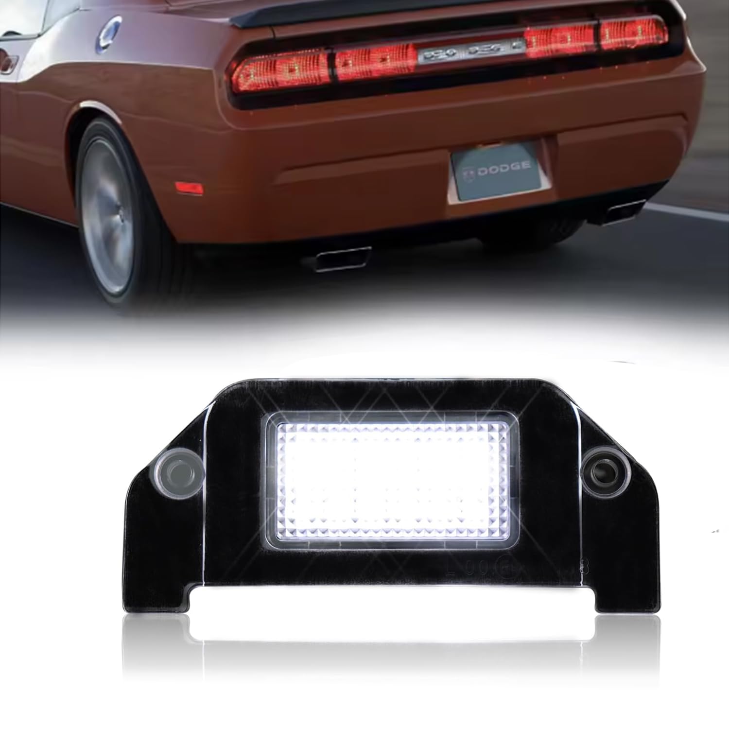 White LED License Plate Light Tag Lamp Assembly for 2005-2014 Dodge Charger, 2008-2014 Dodge Challenger, 2005-2014 Chrysler 300, Dodge Avenger Magnum Dart