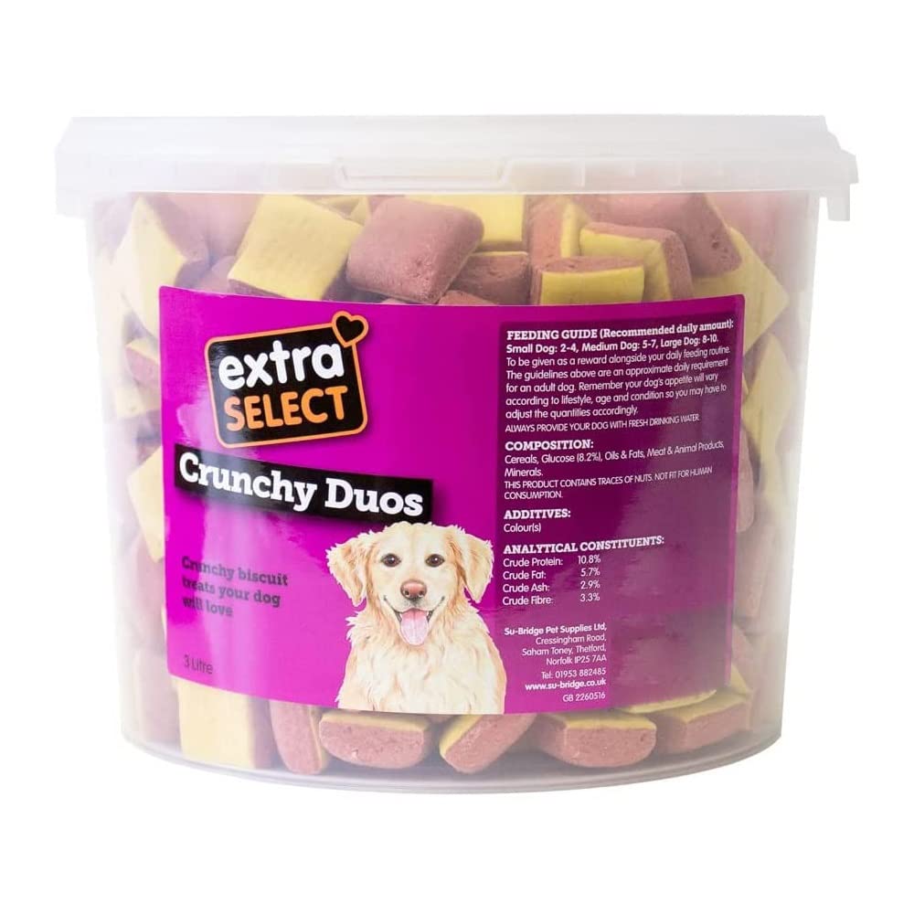 Extra Select Crunchy Duos Dog Treat Biscuits in a 3ltr Bucket (approx 300 biscuits)