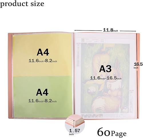 Miniatura 2 de Contenedores de almacenamiento para libros de pintura de diamantes A3, carpeta de cartera para obras de arte, 60 páginas de bolsillo con calcomanías