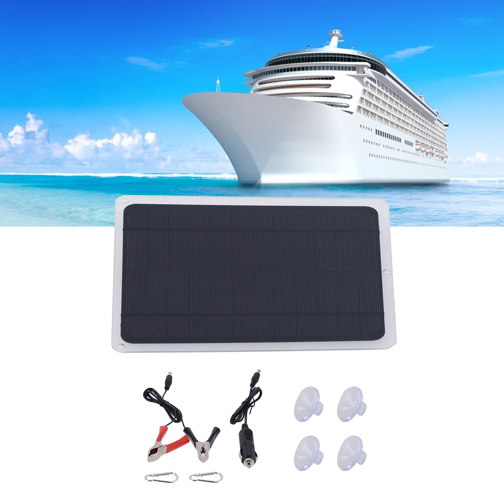 6W 12V Solar Panel Charger Board for Charging Car RV Boat Mobile Phone, Thin and Light Design Durable ABS Material Ideal for Indoor and Outdoor Use Solar Cell Panel USB Output