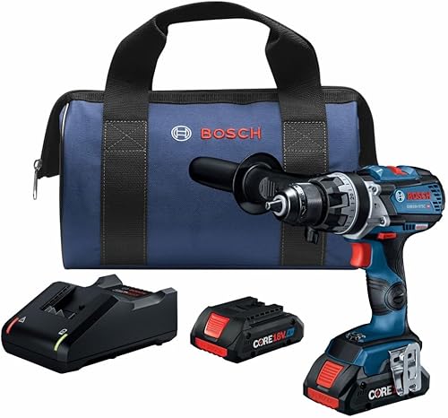 BOSCH GSB18V-975CB25 taladroatornillador sin escobillas listo para conexión de 18 V, 12 pulg. con (2) baterías CORE18V de 4 Ah de potencia avanzada