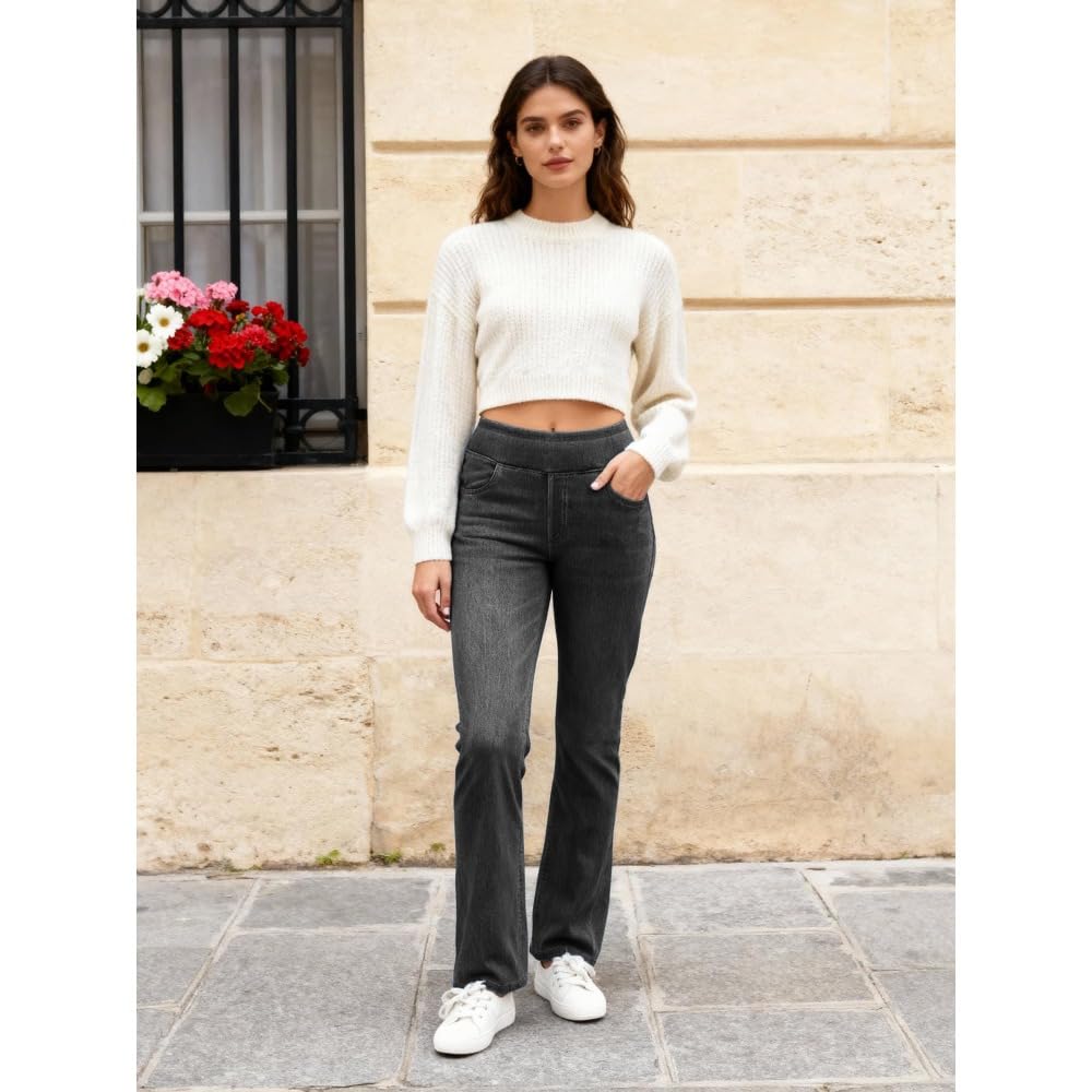 Jeans Mujer Stretch de Tiro Alto Corte Bootcut Lavado Denim Pantalones Casual Efecto Moldeador con Bolsillos Ajuste Recto y Cómodo skinny/A/S