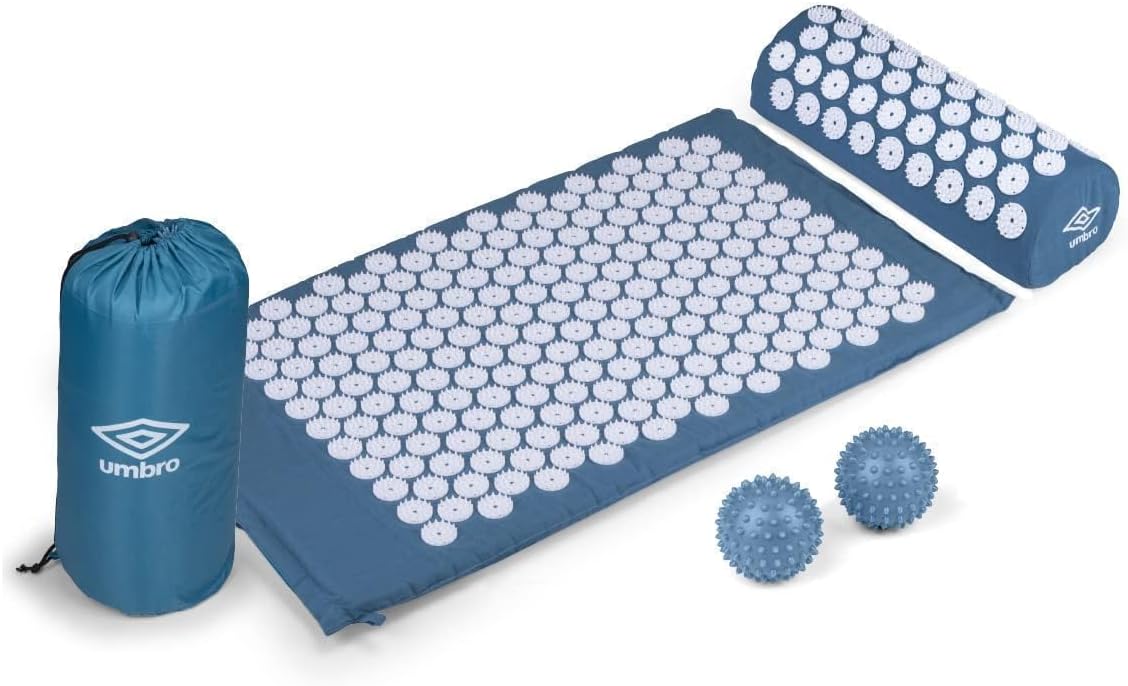Umbro Acupressure Mat with Pillow - Back Pain Relief - Acupuncture Mat - Nail Bed - Acupressure for Pain Relief - 42x71 cm - Blue