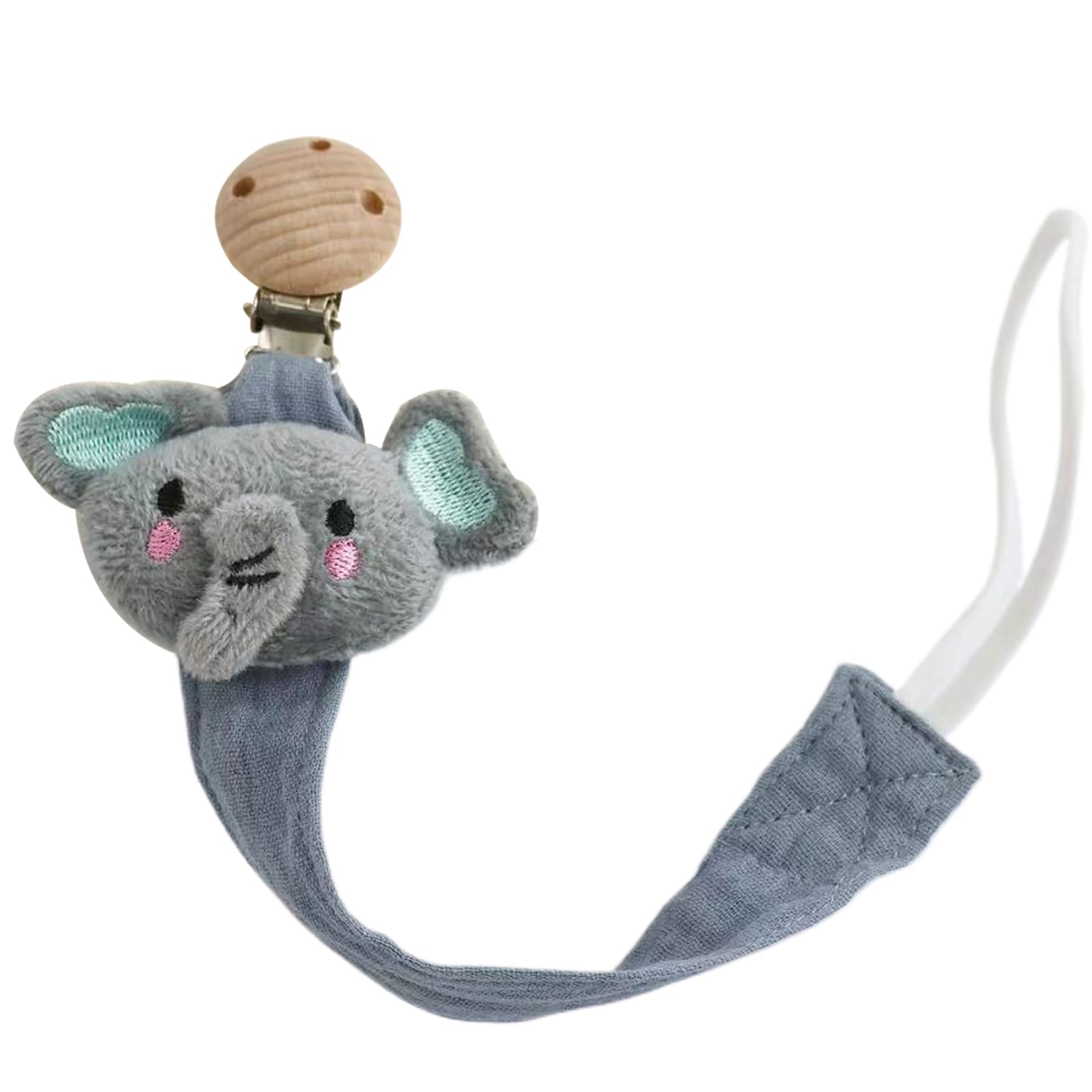 Pacifier Holder - Teething Ring Strap for Pacifiers | Animal Shaped Anti Lost Holder, Soft Silicone, Teether and Hiccup Towel Clip Holders 27x7x3cm/10.63x2.76x1.18 Inches — view 9