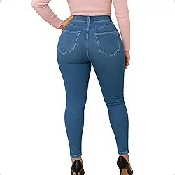 Calça Jeans Feminina Plus Size Jeans Cintura Alta Confortável Modelagem Moderna Jeans