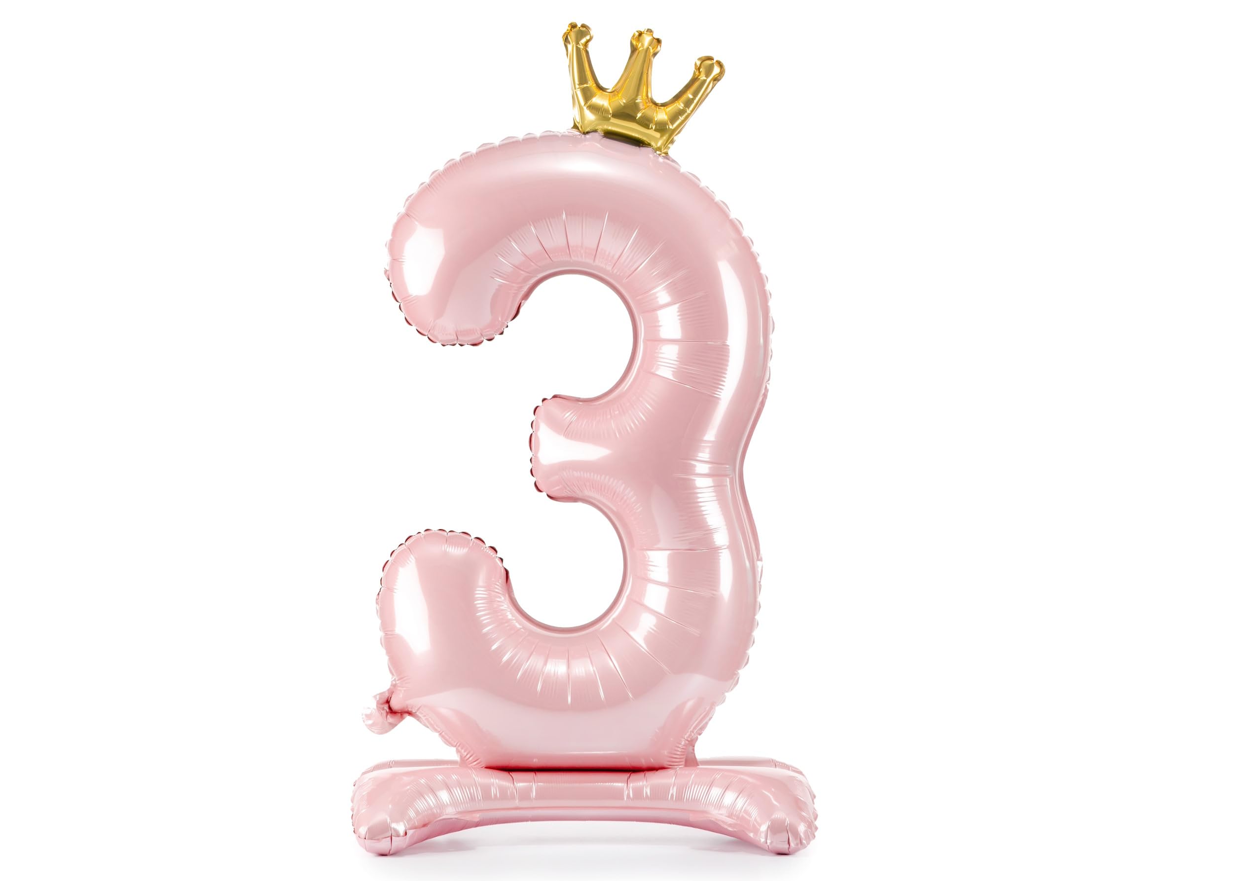 Palloncino A Forma Di Numero 2 Per Compleanno Bambina, Rosa Chiaro Con Corona Dorata, Autoportante, XXL, Con Piedistallo - 5
