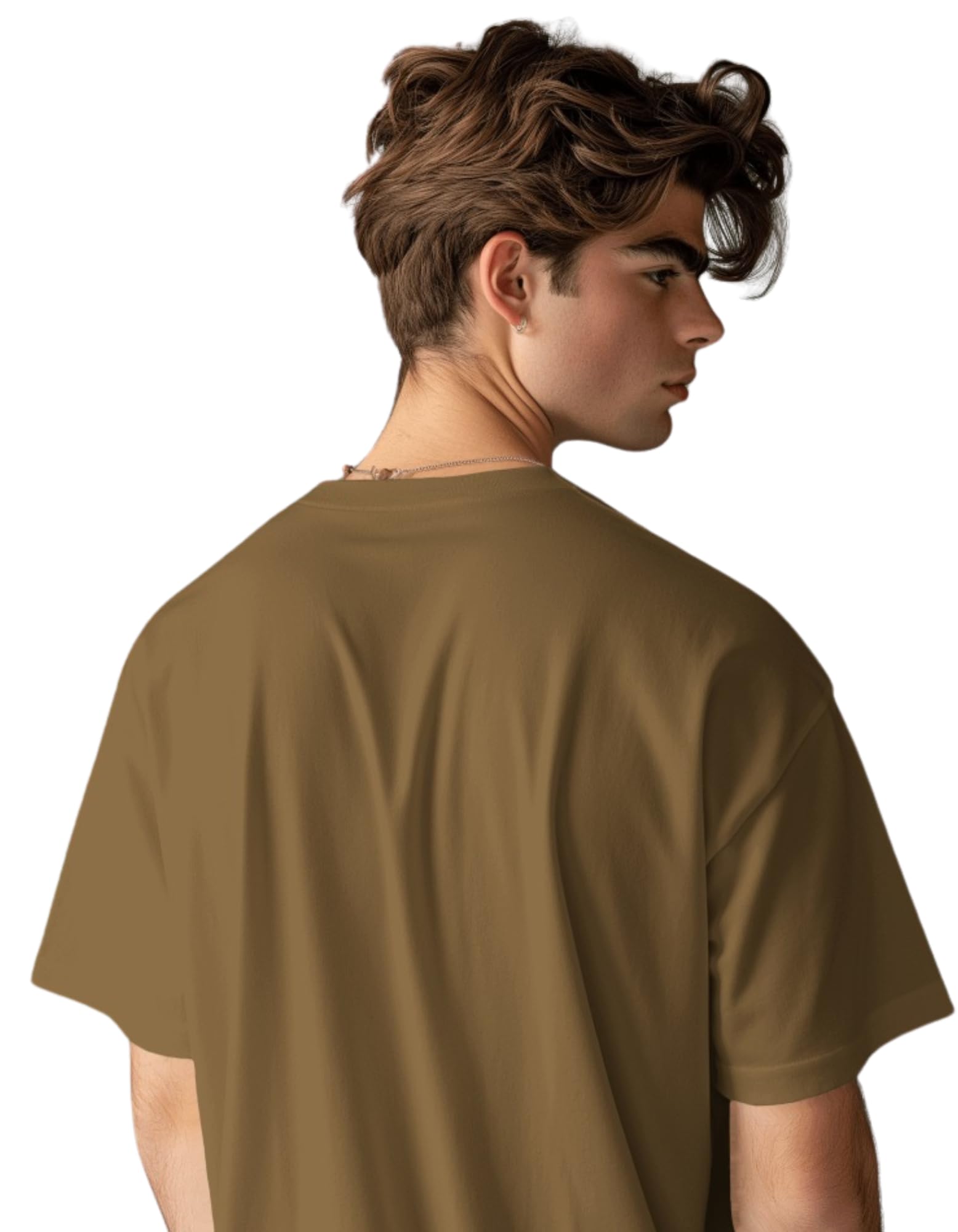 GenericStrive Men's 100% Cotton Coffee Brown Round Neck Oversized T-Shirt for Men