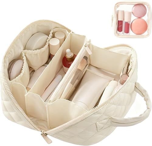 Miniatura 12 de Bolsa de maquillaje de viaje, bolsa de maquillaje acolchada para mujer, organizador de cosméticos impermeable, organizador de maquillaje, bolsa de