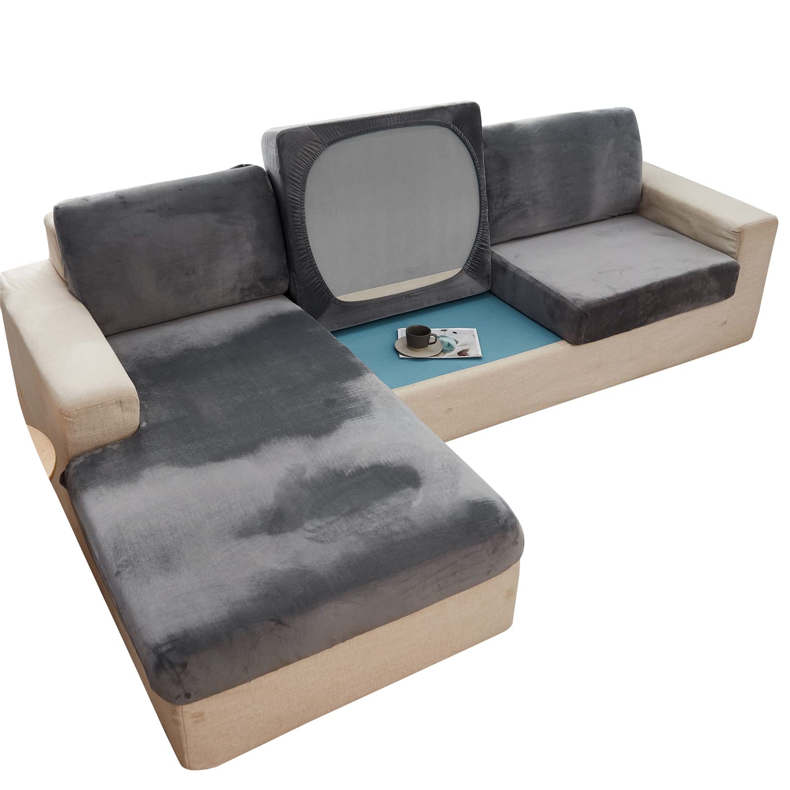 Housse de coussin de canapé en velours hyper résistante pour grand canapé 2 places