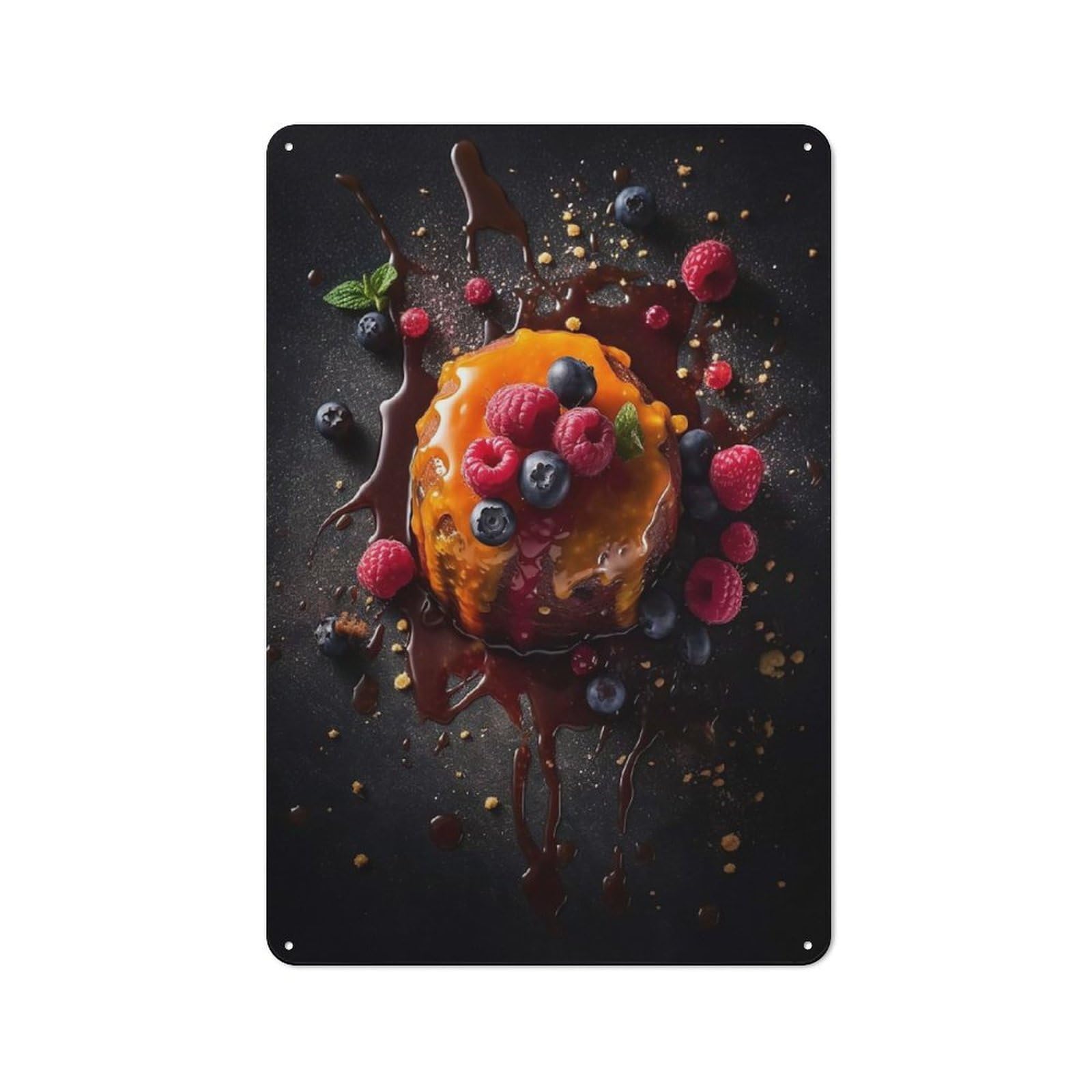 Tin Wall Plaque 30x20cm with Colorful Fruit Dessert for Bar Or Restaurant, Housewarming Present for People Styling Bar And Restaurant