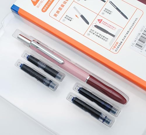 Vista 24 de OASO K016 - Juego de pluma estilográfica retráctil de 0.020 in con 4 cartuchos de tinta azul, escritura suave para estudiantes escolares