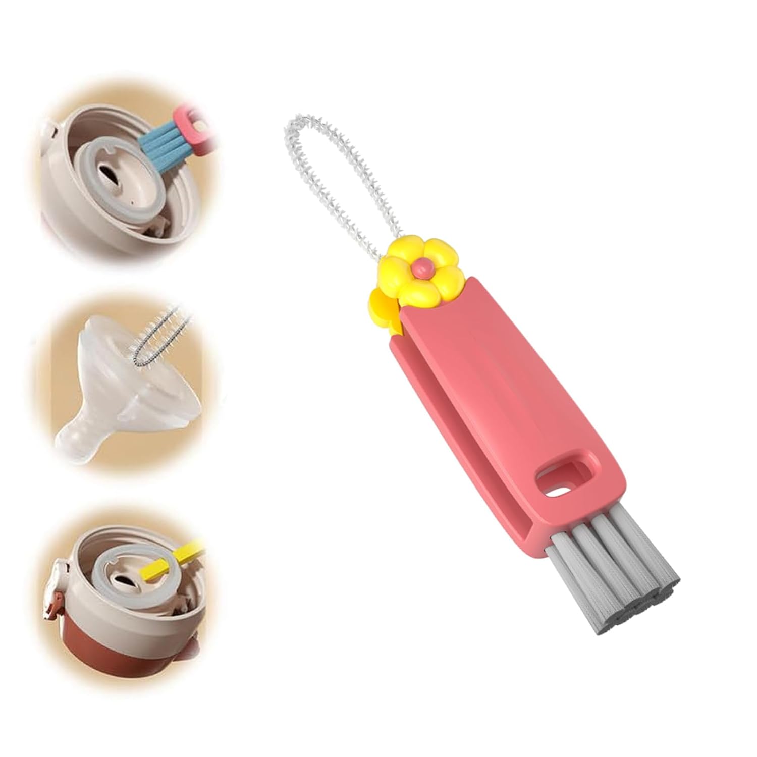 3 in 1 Cup Lid Gap Cleaning Brush Multifunctional Bottle Brush Cup Lid Gap Cleaner Home Kitchen Crevice