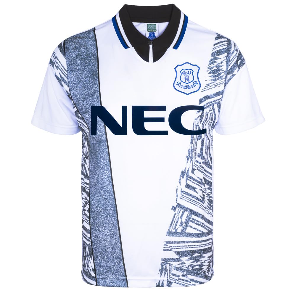 Score Draw Everton 1995 Away Retro Football Shirt White Medium Polyester