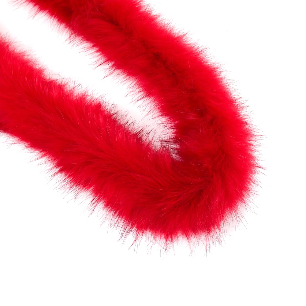 5 m Faux Fur Ribbon Fluffy Fur Fabric Faux Fur Fabric Furry Faux Strips Plush Ribbon Decorative Ribbon Plush Fabric Plush Trim for DIY Crafts Sewing Clothing Christmas Decoration 8-10 cm Wide Red