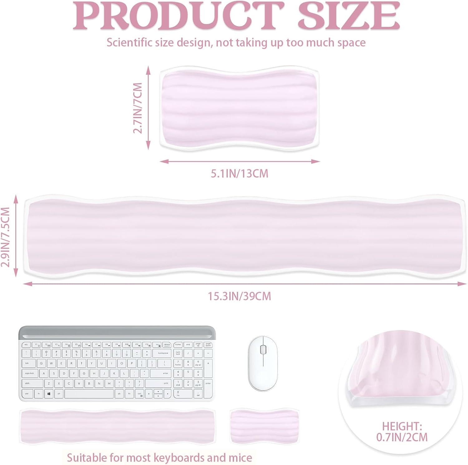 Gel Wrist Rest for Computer Keyboard and Mouse, Ergonomic Clear Keyboard Pad and Mouse Wrist Rest for Gaming, Computers, Laptops, Office Use (Pink) image 2