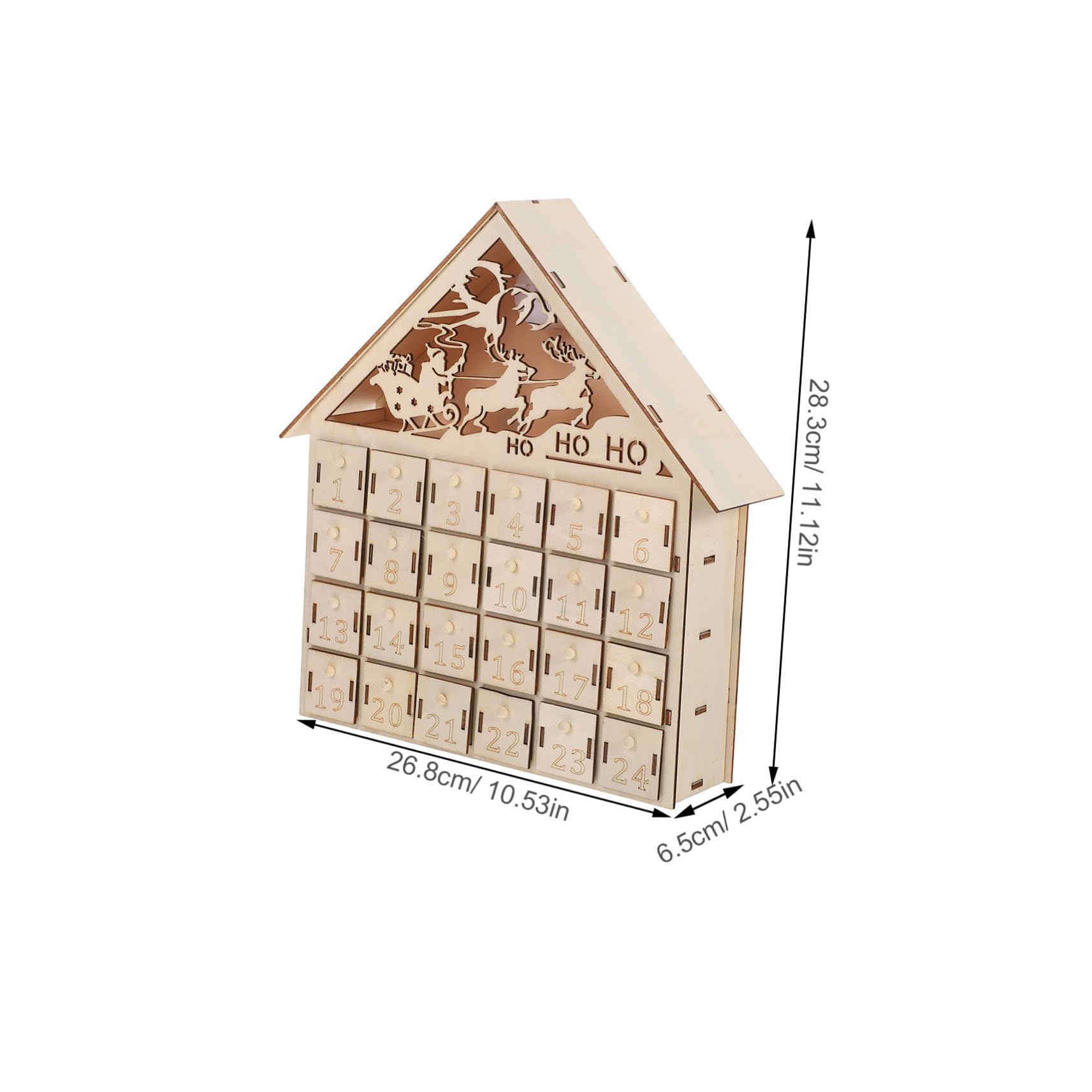 Amosfun 24cajón Calendario De Adviento De Madera Para Navidad Calendario De Días Iluminación Led Cajas De Regalos Navideños Reutilizables Para Repisa o Mesa