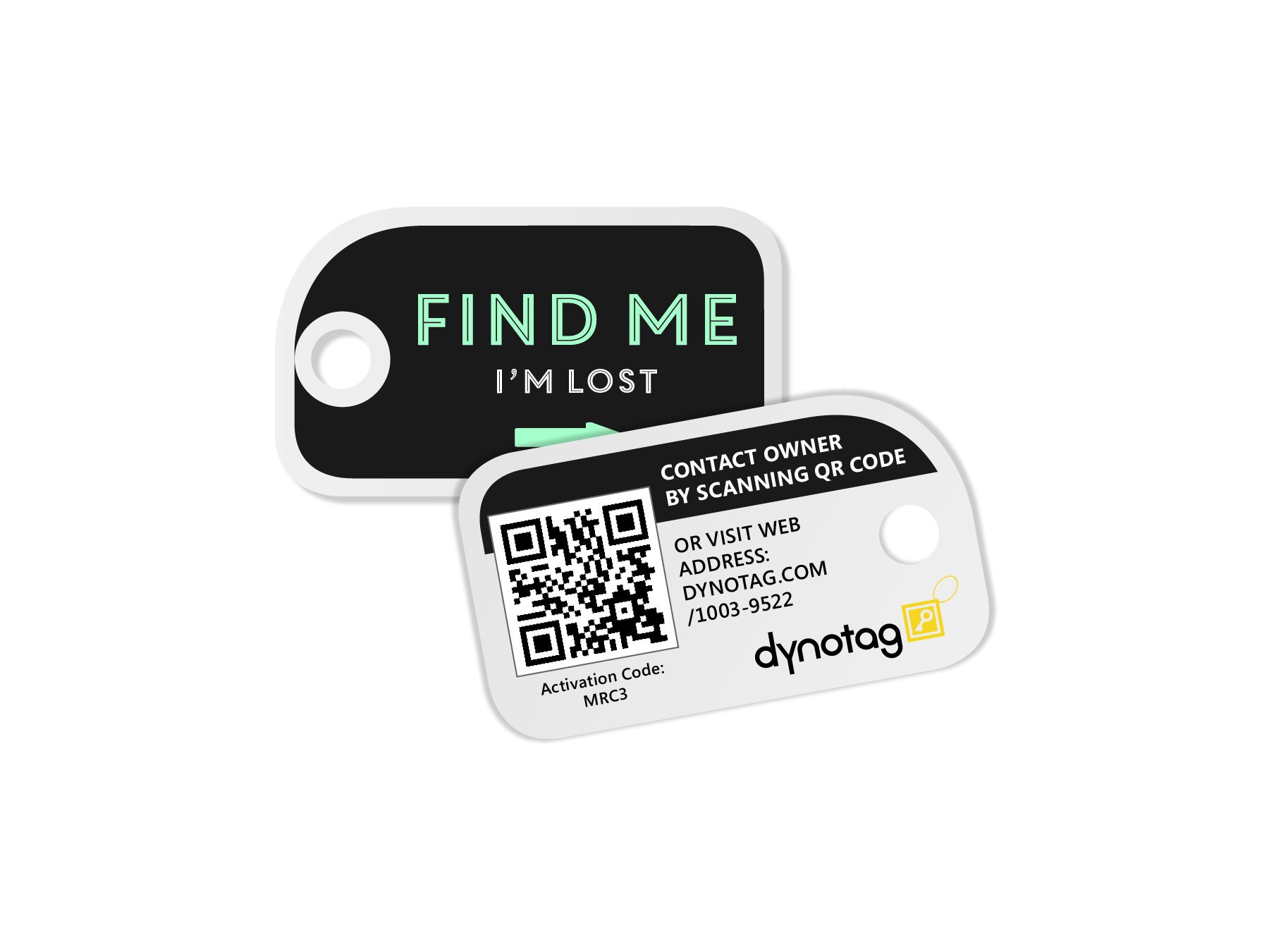 Dynotag® Web Enabled Smart Mini Fashion ID Tags, with DynoIQ™ & Lifetime Recovery Service. 3 Identical Tags for Gear (Find Me!)