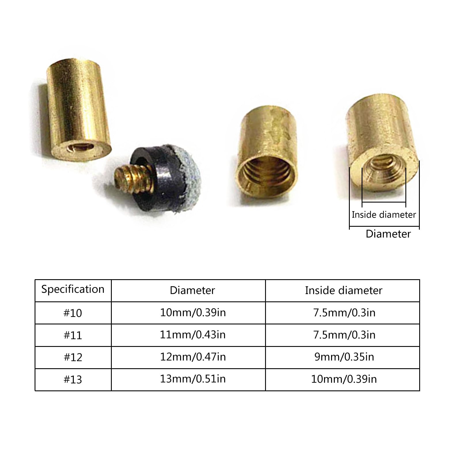 10 Punte Per Stecca Da Biliardo - Pelle, Diametro 11mm, Per Snooker, Con Colla