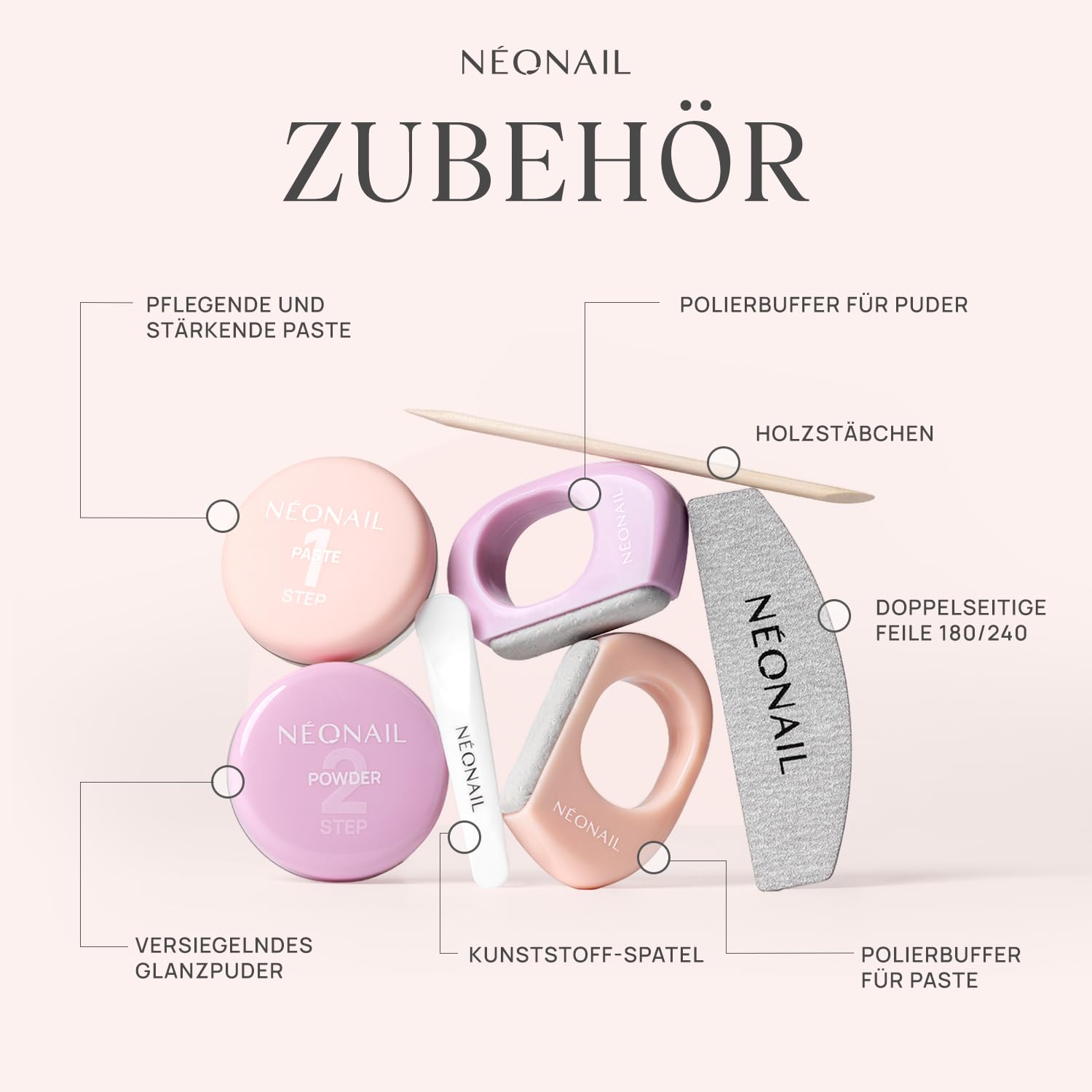 NÉONAIL Japanese Manicure Ritual – Japanisches Maniküre Set mit Kosmetiktasche, Nagelfeile & Buffer für Nägel - Nagelpflege Set für natürliche glänzende Fingernägel - Nägel selber machen Set