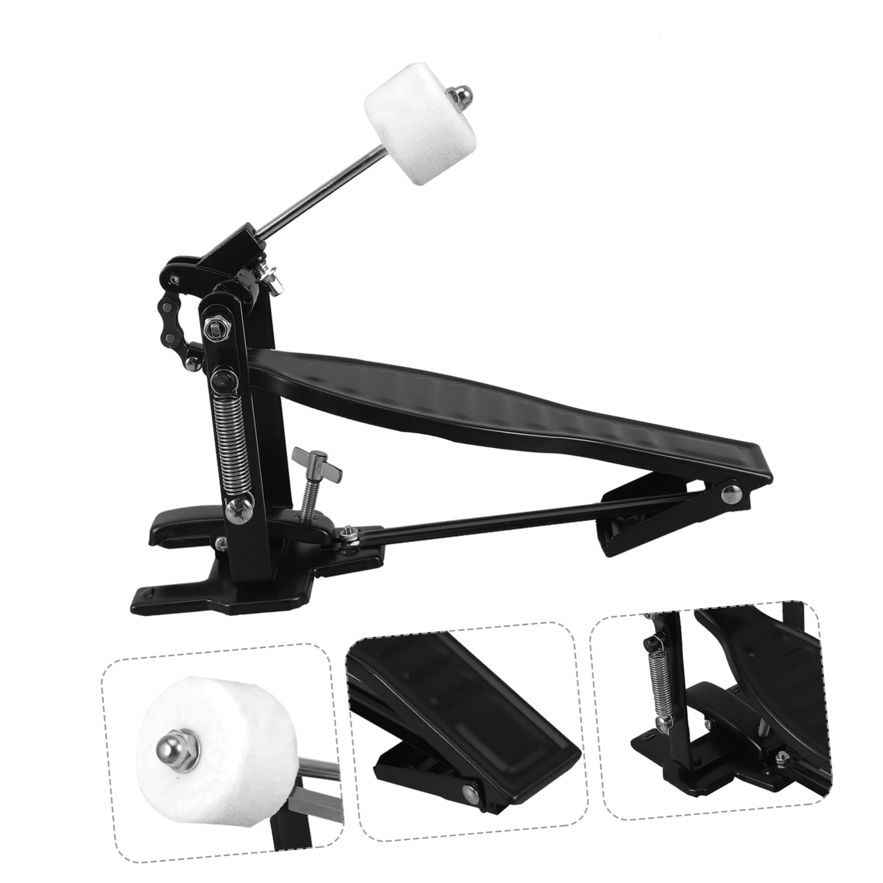 Hemoton Single Bass Drum Pedal, Aluminum Alloy Foot Kick Percussion Bass Drum Pedal for Kick and Electronic Drum Black - Image 3