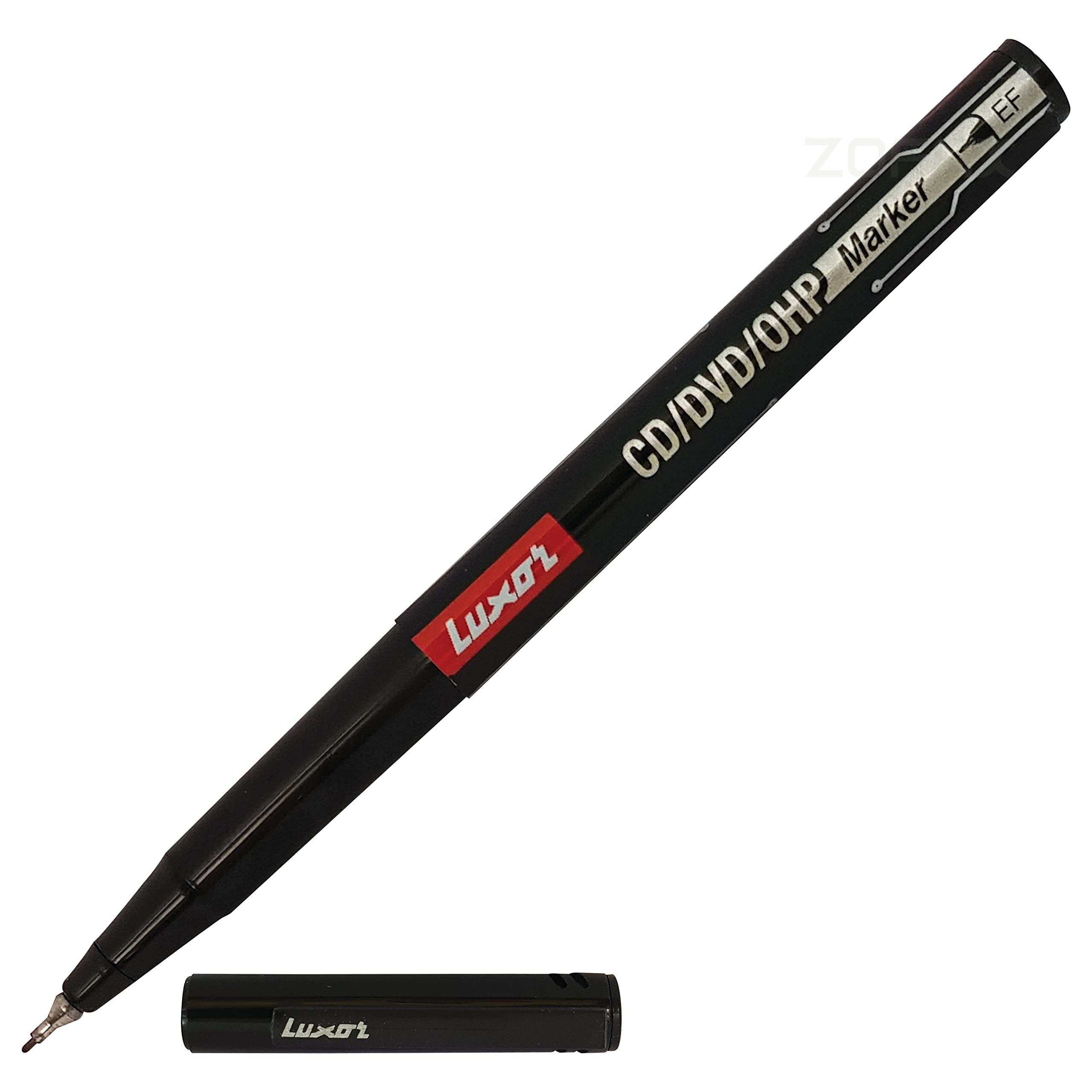 LUXEFIN Permanent Marker Pens, BLACK, Pack of 10, Extra Fine Tip, Write-4-All, Smooth Surface Markers, Waterproof Ink - Image 3