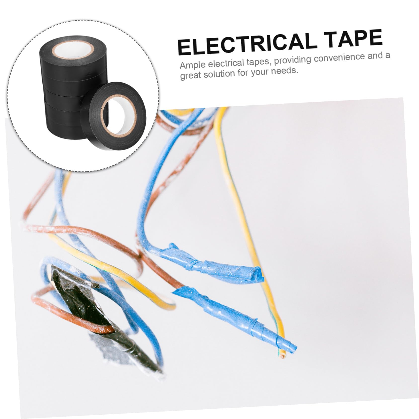 Striscia isolante in gomma, 6 rotoli di nastri elettrici multifunzionali Nastro isolante for elettricisti for l'avvolgimento cavi(Black)