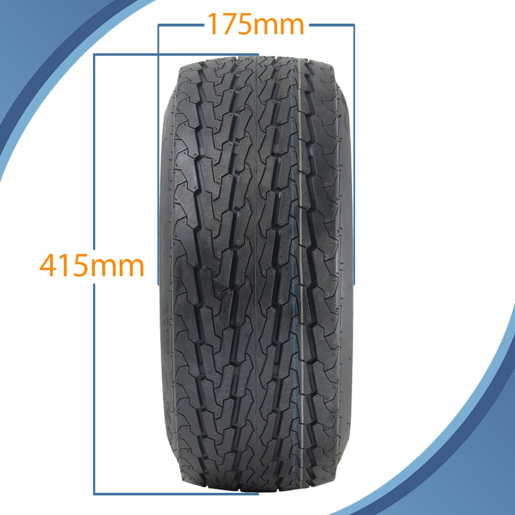 Neumáticos de remolque de 16,5 x 6,50 – 8, 100 mm, PCD, legal, 355 kg (juego de 2)