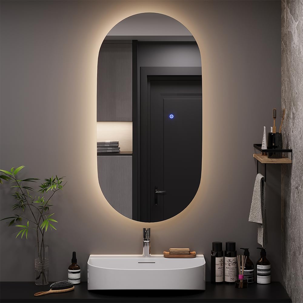 Vicco Badezimmerspiegel Miral 50 x 100 cm mit Backlight Beleuchtung