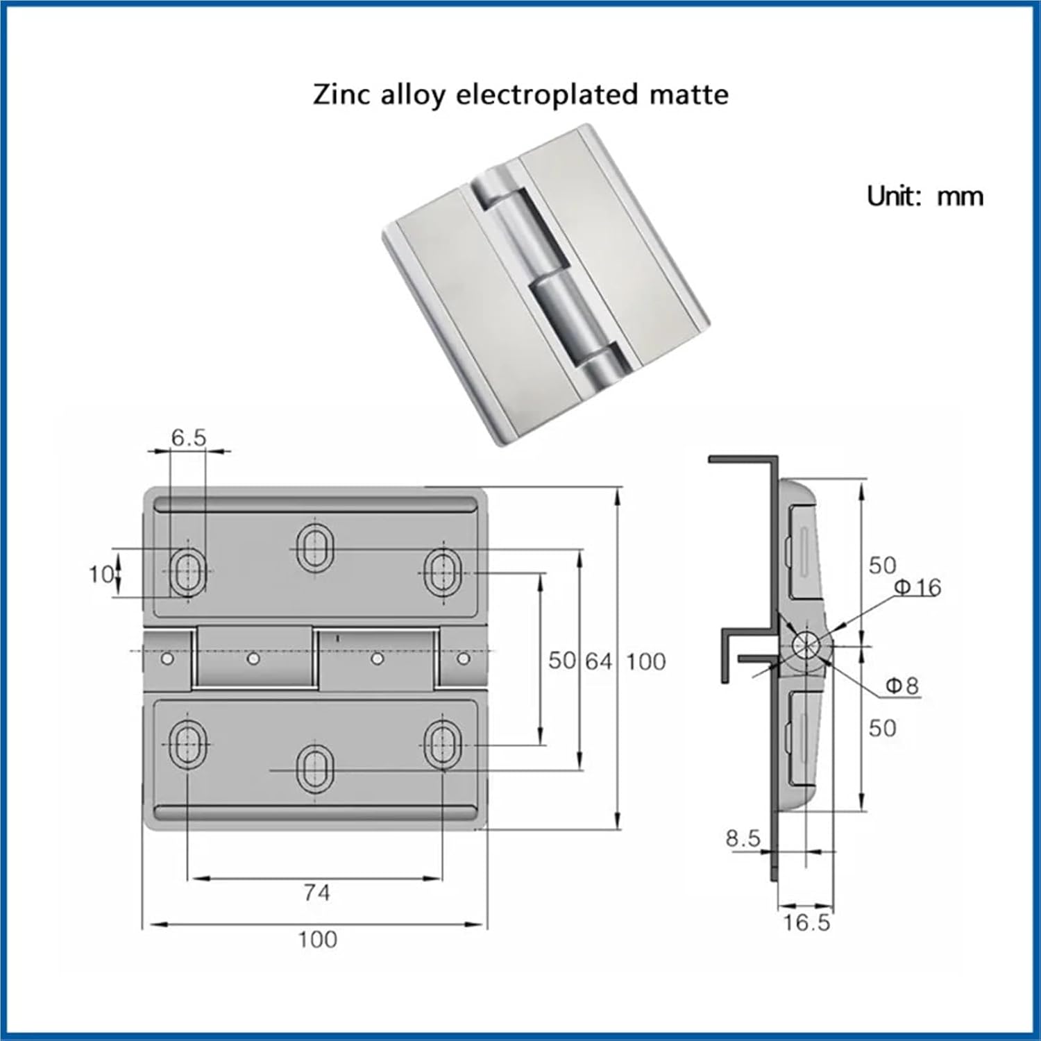 Zinc Alloy Heavy-Duty Door Hinge Industrial Distribution Box Switch Cabinet 1Pcs(ZDC-6-Matte)