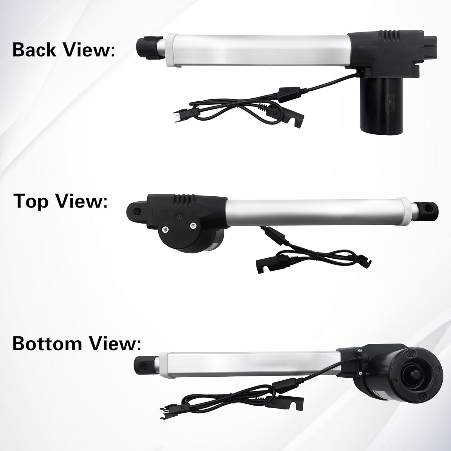 Back, top, and bottom views of the Fruhdi R811A02380183 motor actuator