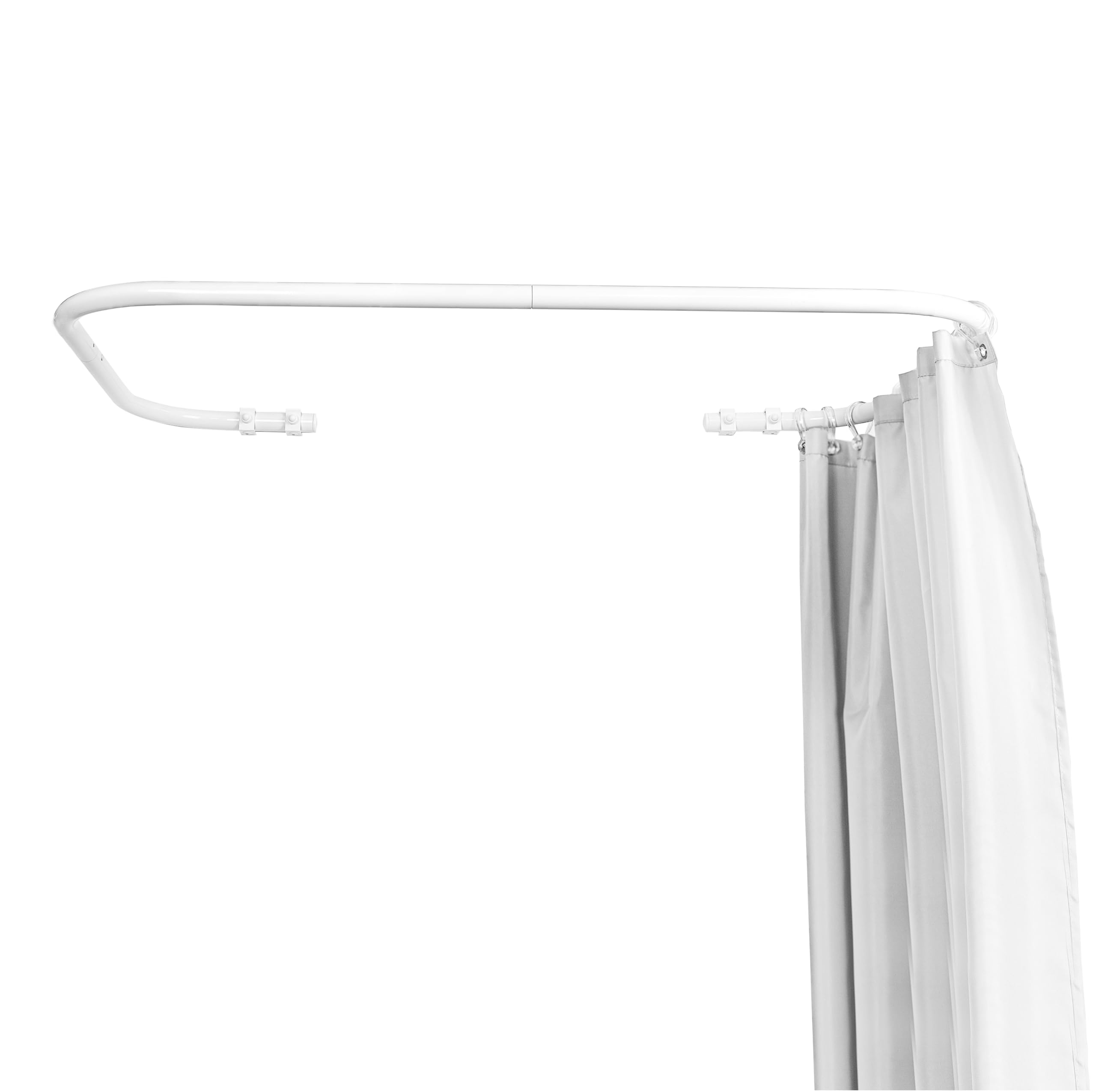 sasko douchegordijnstang L vorm douchestang U vorm - Stabiele hoekige douchegordijnstang zonder plafondbeugel - Douchegordijnstang bad & douche - Douchegordijn hoek - 80x150 cm - Zwart mat