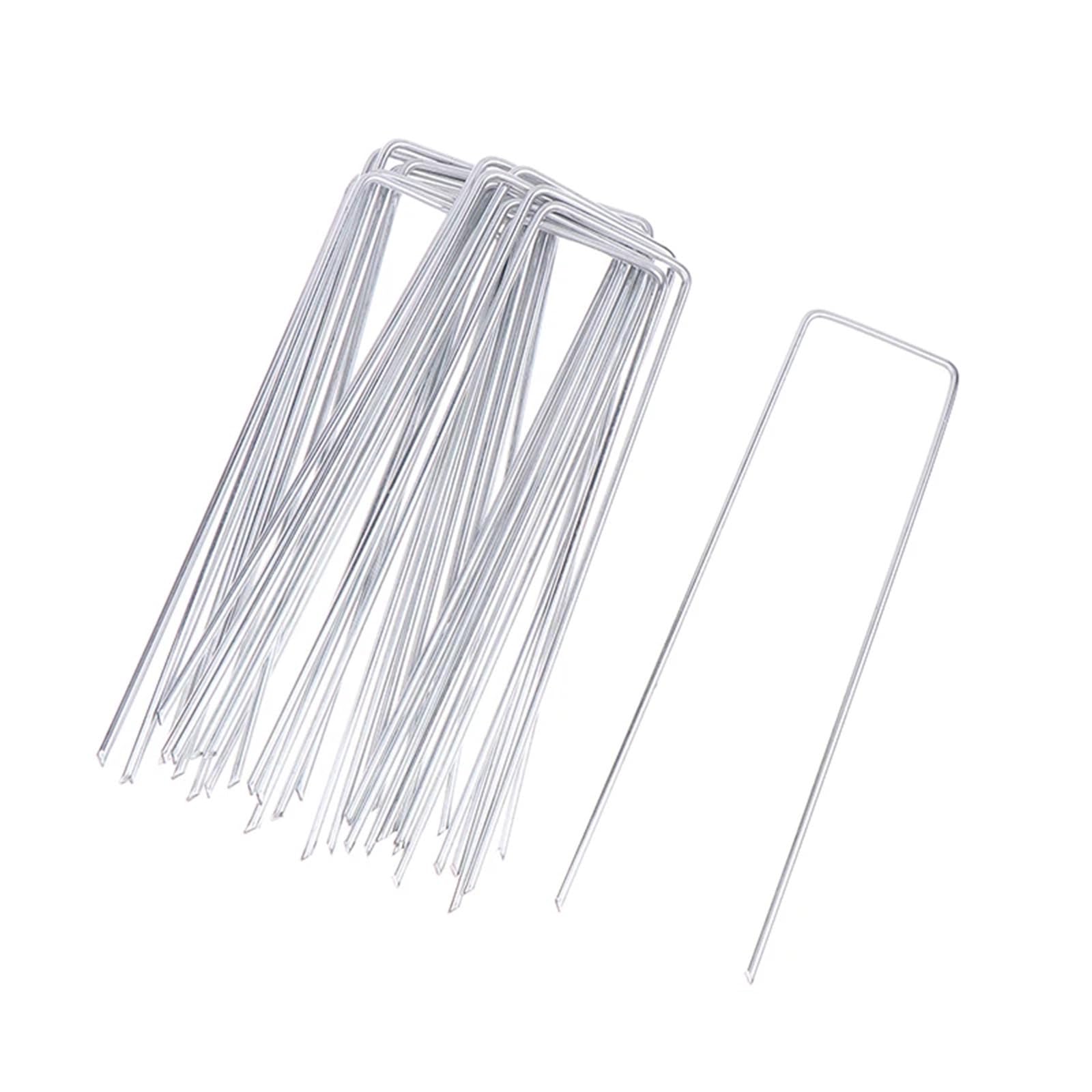 100 Pezzi 10/15 cm graffette da Giardino a Forma di U picchetti Resistenti for Tende Prato Fissaggio for Erbacce per Giardini(15CM)