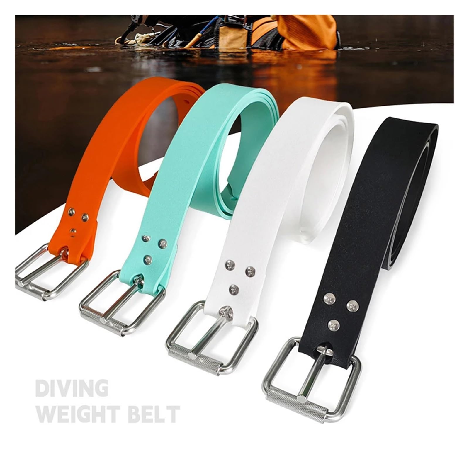 Cintura Sub Cintura con Pesi for Immersione - Fibbia in Acciaio Inossidabile 316 a sgancio rapido in Silicone for Immersioni subacquee, apnea, Attrezzatura for Pesca Subacquea