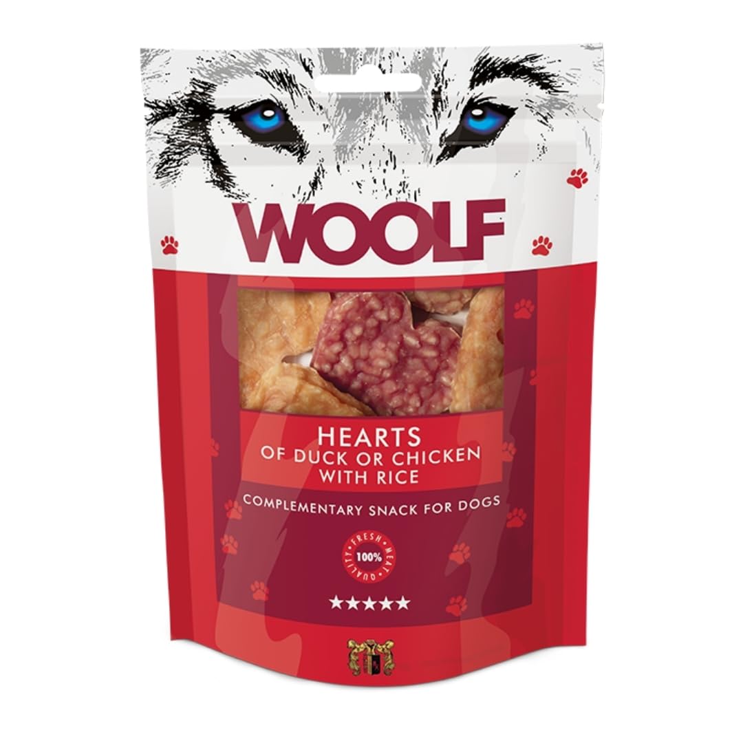 Pack 10x100g Snacks Naturales para Perros | Corazones De Pato + Pollo + Arroz Sin Conservantes | Chuches Perros Naturales - Dog Treats Saludables para Todas Las Edades Y Tamaños