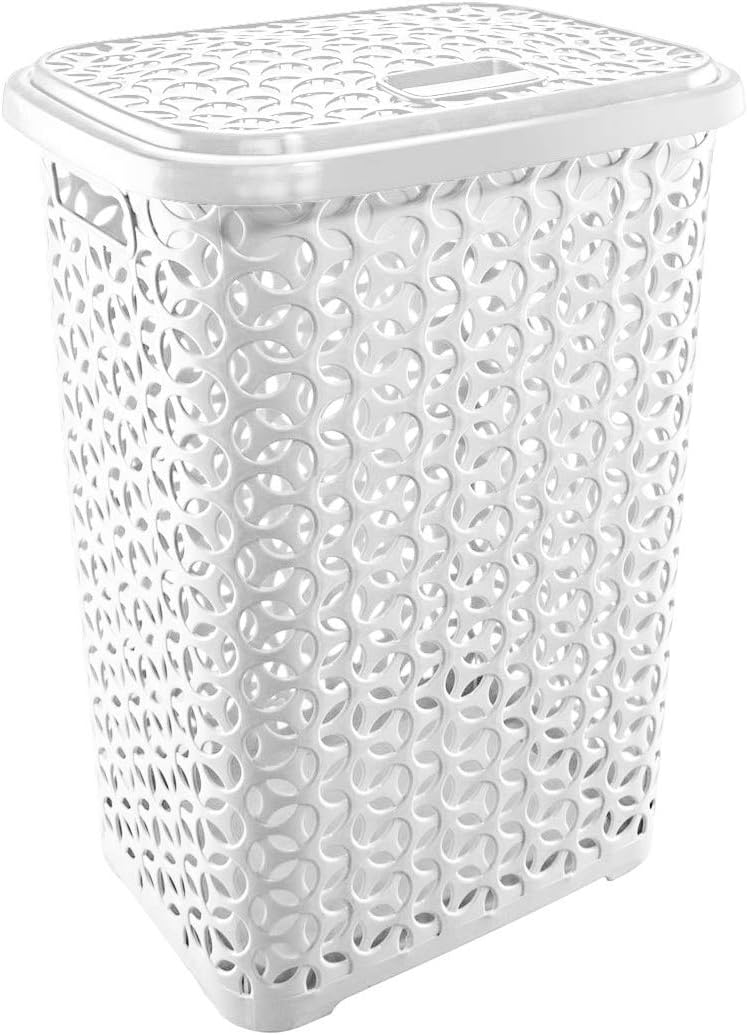 Uniware 60 LT Hollow Design Clothes Hamper Laundry Basket, Made In Turkey,White (1, White)