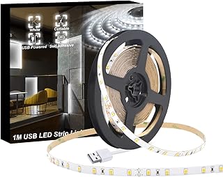 WOWLED LED Strip Lights, 3.3ft USB White LED ...,