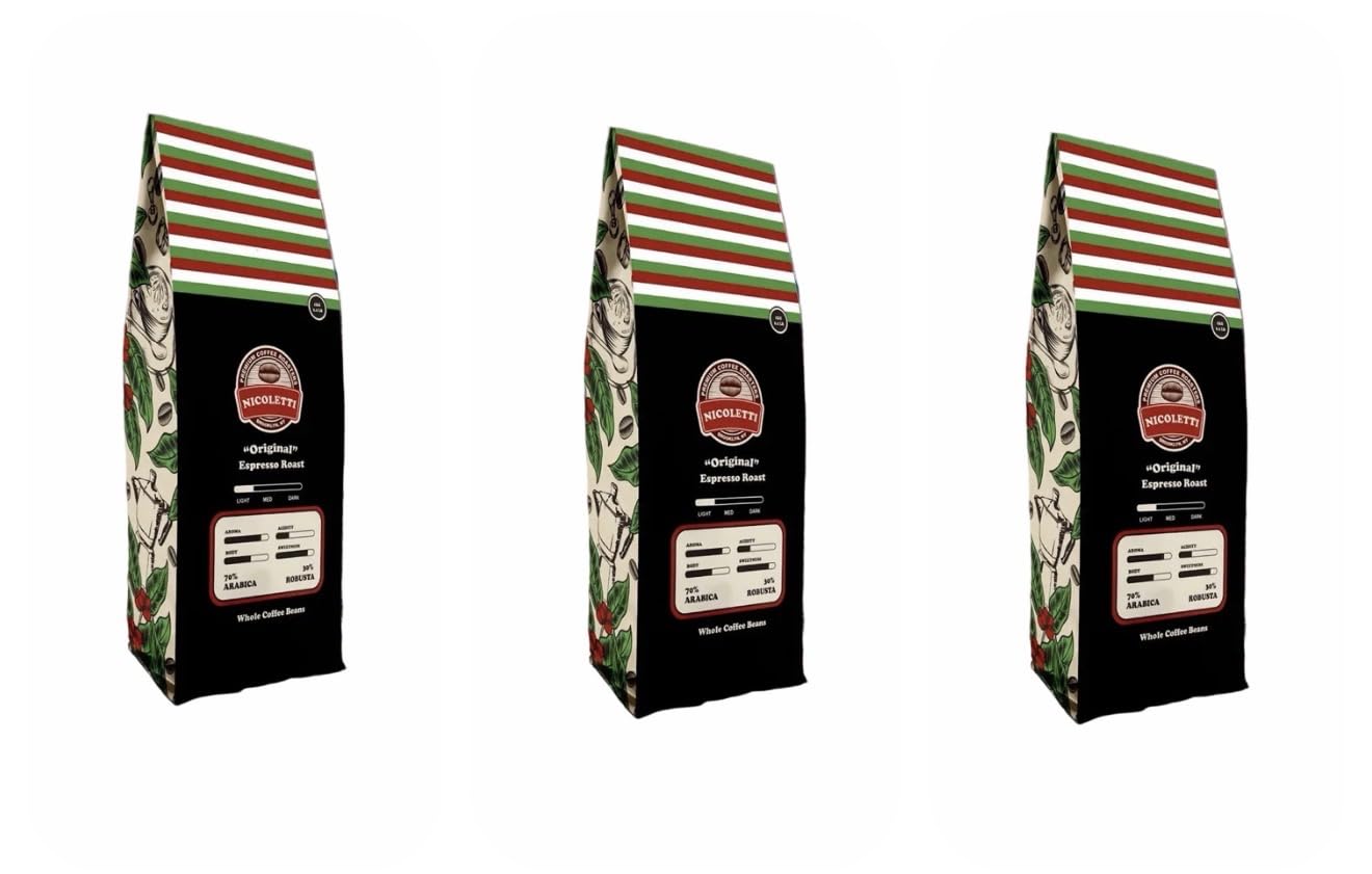 Nicoletti Coffee Original Espresso Roast Beans 2 20lb Pack of 3 Made in Brooklyn NY since 1972 Fresh