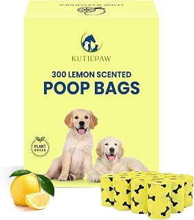 Compostable Dog Poop Bags – 300 Lemon Scented Corn Starch Blend Bags – Biodegradable, Leak-Proof & Extra Thick Pet Waste Bags for Dog – Eco-Friendly Puppy Poop Bag, Pet Supplies