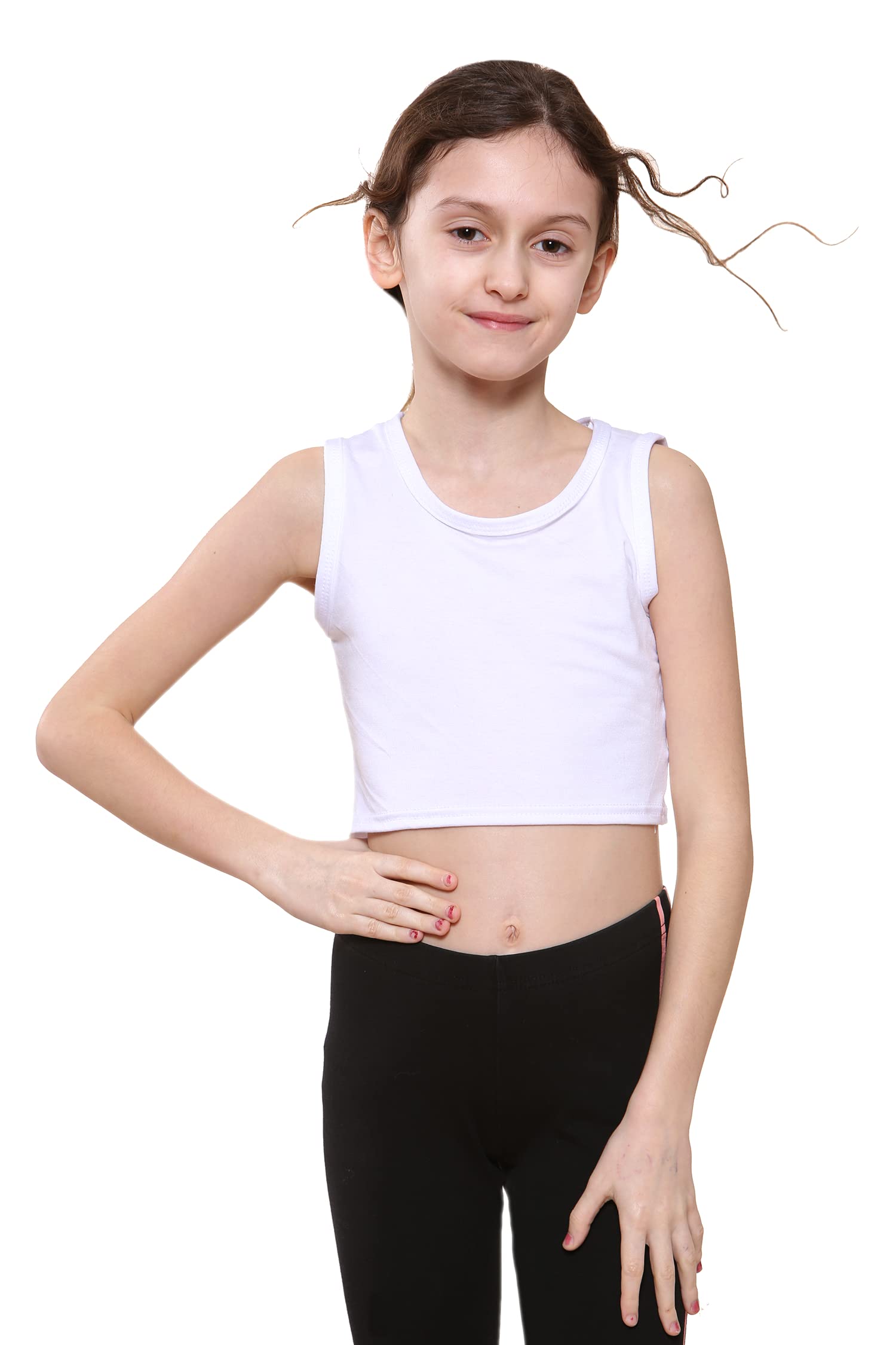 Niños Niñas Neon Fluorescente Chaleco Crop Tops Camiseta tee Top Ropa de Baile Gimnasia Disfraces Edad 5-14 años