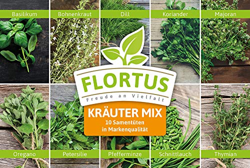 Flortus 2000-0240 Kräuter-Set: Kräuter Mix mit 10 Sorten (Kräutersamen)