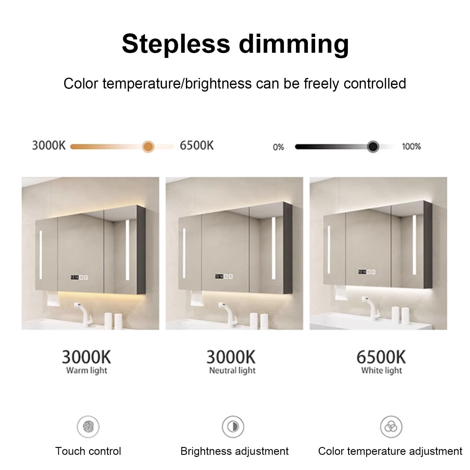 Mobiletto per medicinali con Luce LED per Il Bagno, Contenitore sopra Il WC, Bianco Crema, Design Moderno, Perfetto per Lavanderia e Cucina.