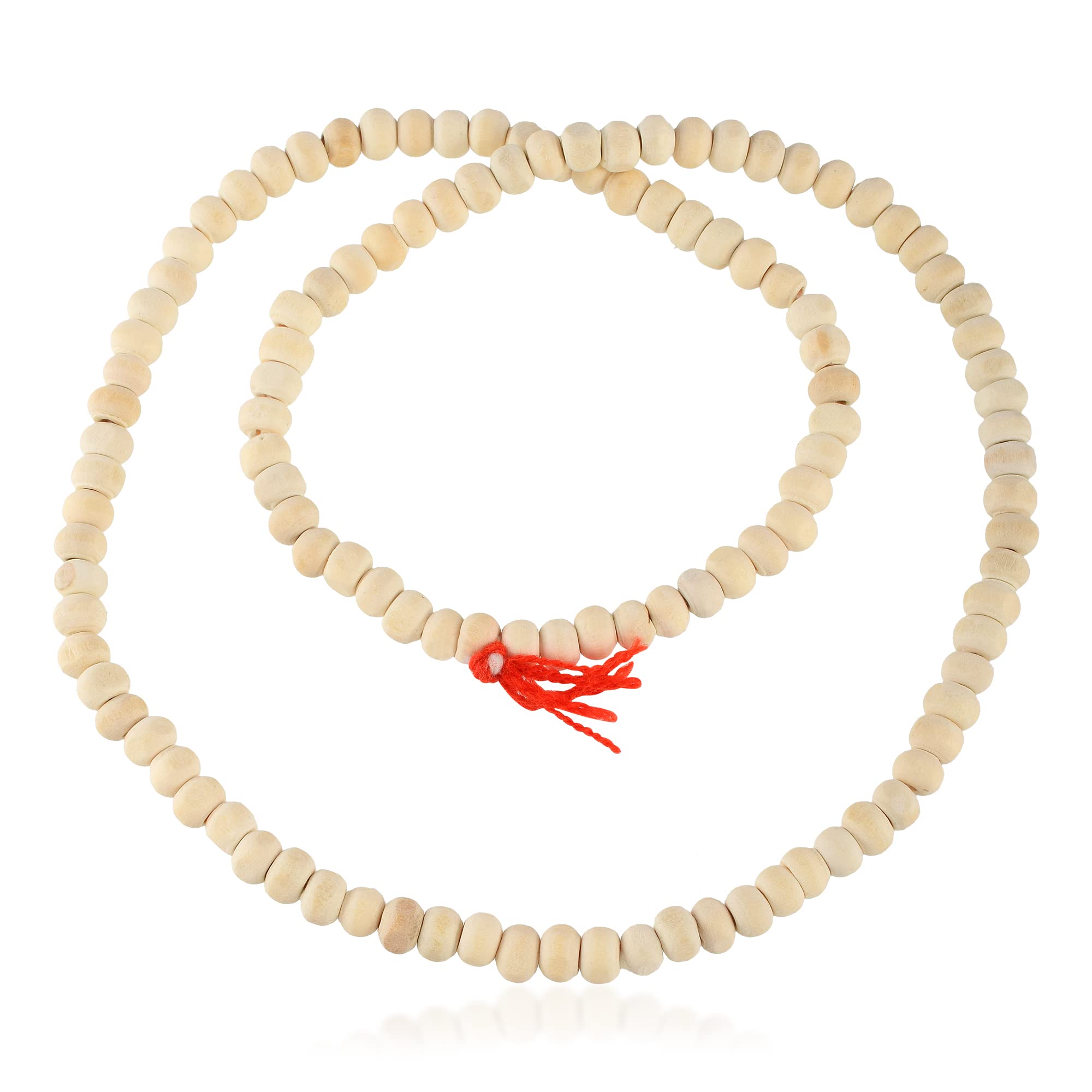 Pure Organic and Original 4mm Tulsi Neck Beads Rosary Red Tessel Mala (Necklace) Temple Jewelry For Men Women-image-1