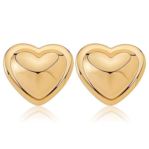 CUFELMU Gold Geometric Stud Earrings Chunky Statement Earrings for Women Irregular Crumpled Square Half-ball Triangle Heart Stud Earrings Jewelry Gifts