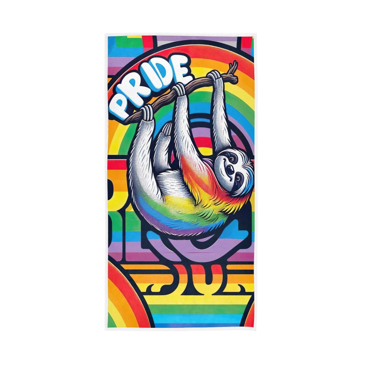 HUYGD Sloth Hangs on LGBT Pride Rainbow Decorative Hand Towels for Bathroom, Hand Towels for Bathroom, Travel, Camp, Hotel, Spa 15 x 30 Inches