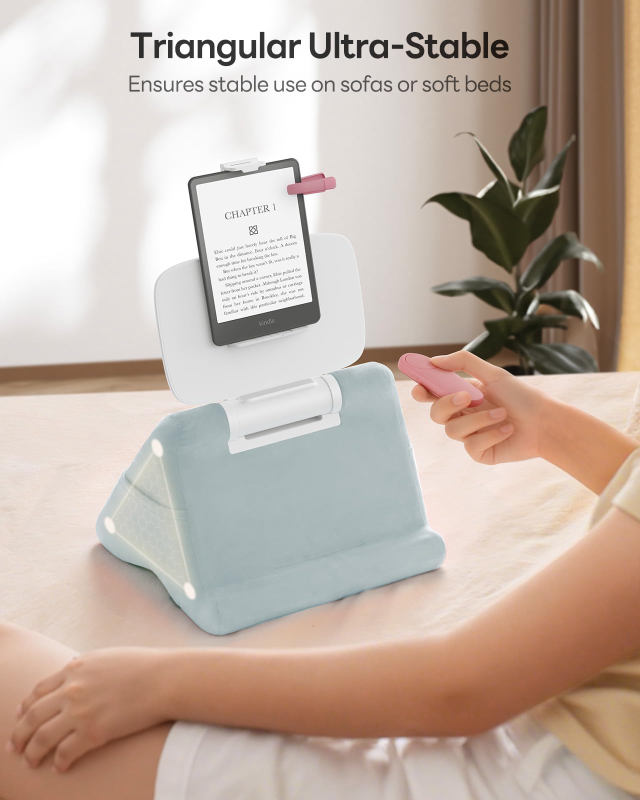 SAIJI Supporto per iPad – Supporto per tablet Kindle per leggere a letto, con clip regolabile per tablet da 4 a 13 pollici, come iPad Pro, Air, Mini, Kindle, Galaxy Tab, e-Reader, blu