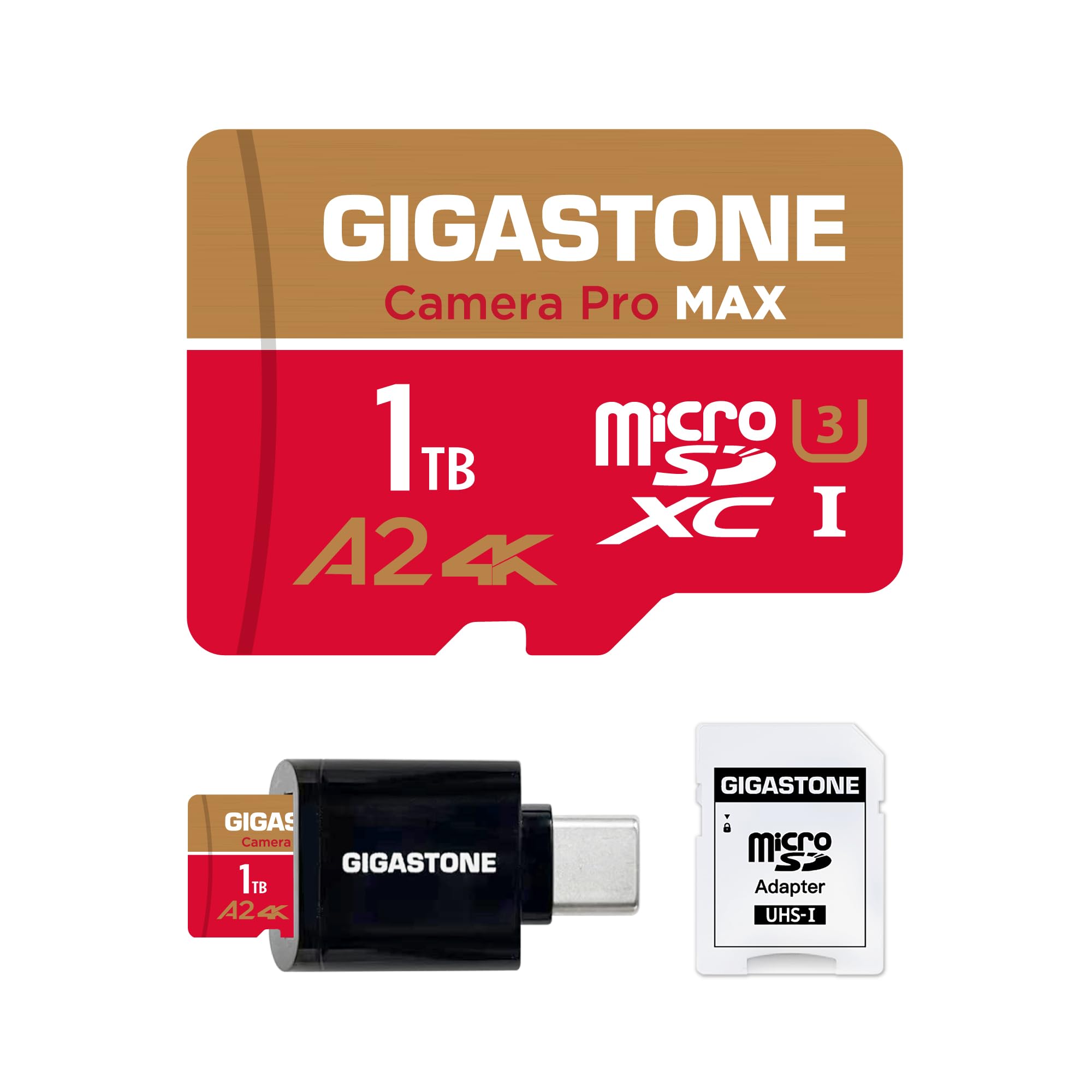[5-Yrs Free Data Recovery] GIGASTONE 1TB Micro SD Card with USB 3.2 Type C Card Reader, 4K Camera Pro MAX, A2 V30 MicroSDXC Memory Card for Gopro, 4K UHD Video, Up to 150/140 MB/s with Adapter-image-25