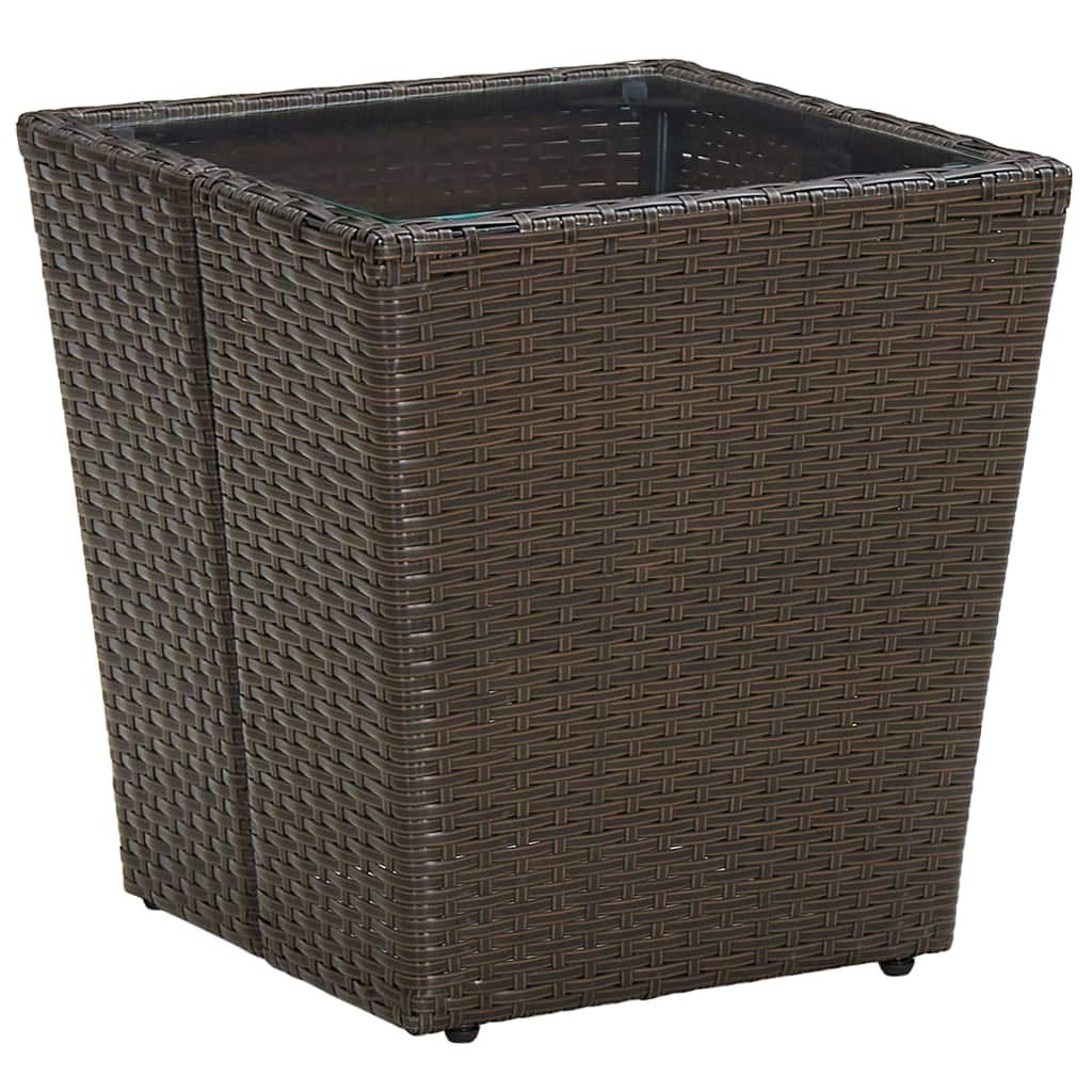 Set da bistrò marrone in polyrattan con vetro, 3 pezzi