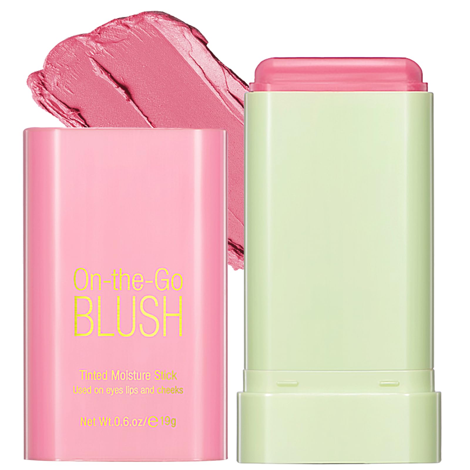 3 in 1 Lipstick Blusher Stick for Lip, Cheek, Eye - Waterproof Lightweight Cream Blush, Bronzer - Moisturizing and Buildable Makeup, Pink