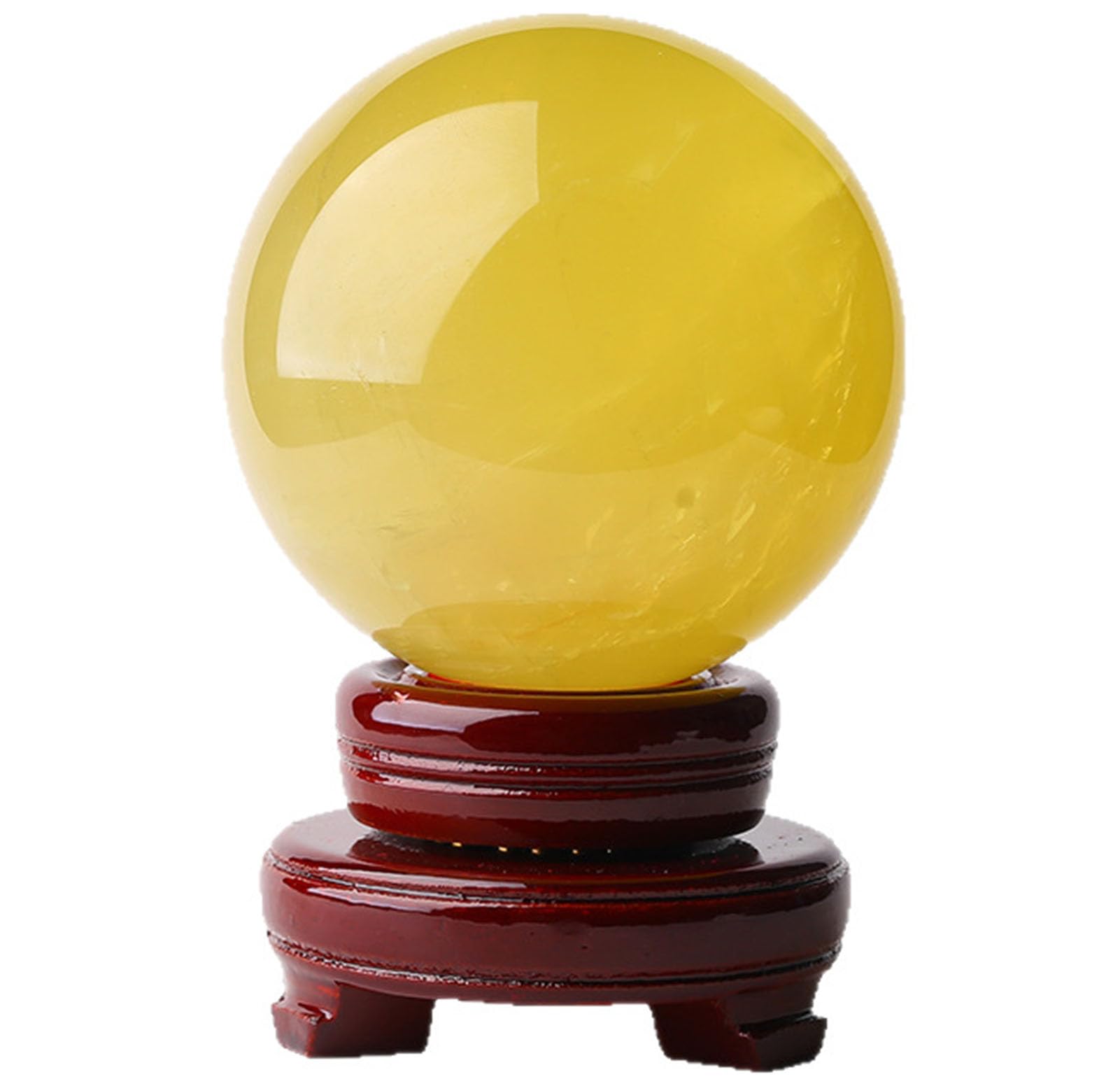 Zooeeyll Natural Citrine Crystal Sphere with Stand, Feng Shui Healing Decor
