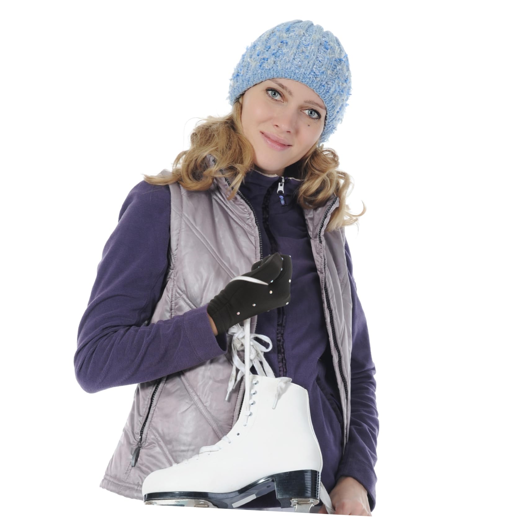 5 Paare Eiskunstlaufhandschuhe Handschuhe greifen Frauen mit Goldhandschuhen Figur Skating-Handschuhe Bühnenhandschuhe für Mädchen Mädchen-Eislaufhandschuhe-Bühne Schwarz
